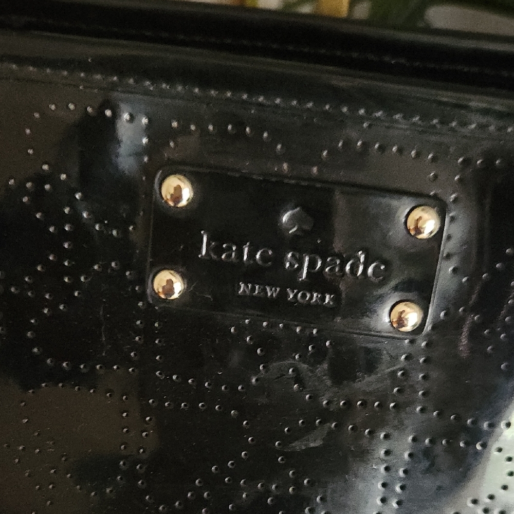 Kate Spade Perforated Patent Black Tote Bag - Picture 3 of 9